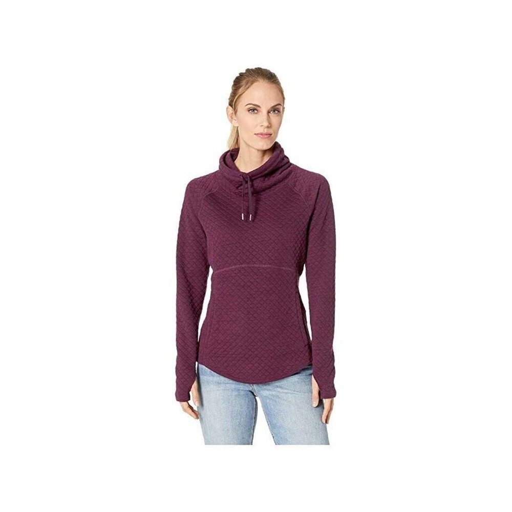 Marmot Womens Sweater Large Annie Quilted Cowl Neck Pullover Sweatshirt Purple
